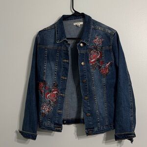 Sophie Max Blue Jean Jacket with Red Embroidery